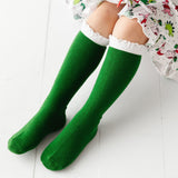 Santa Baby Green Lace Knee High Socks