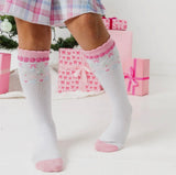 White Fair Isle Scalloped Knee Highs