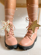 Sheer Slouch Socks with Glitter Stars