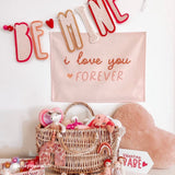 Pink I Love You Forever Reusable Fabric Banner