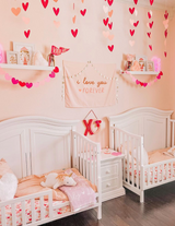 Pink I Love You Forever Reusable Fabric Banner