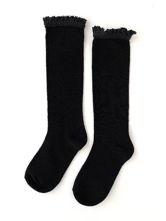 Black Lace Top Knee High Socks