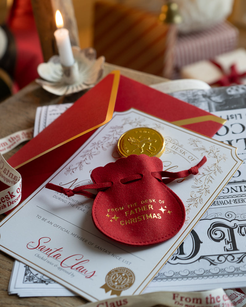 From the Desk of Father Christmas Velvet Pouch & Chocolate Coins