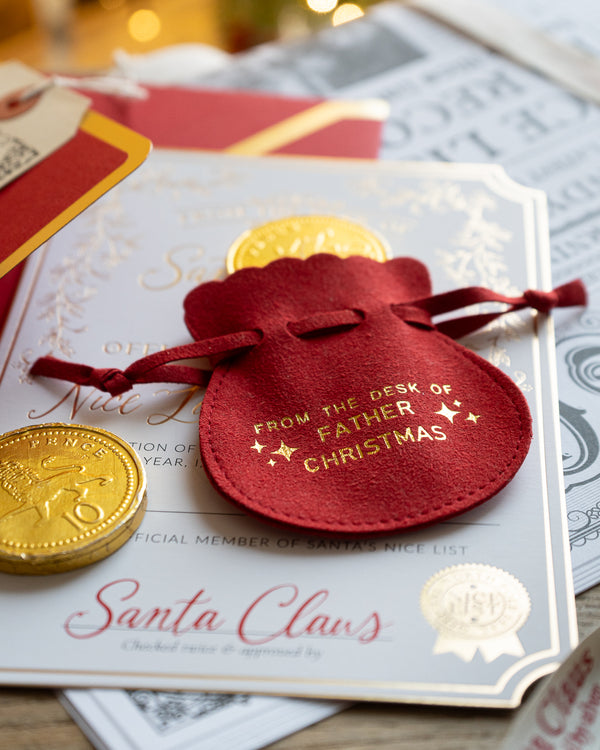 From the Desk of Father Christmas Velvet Pouch & Chocolate Coins