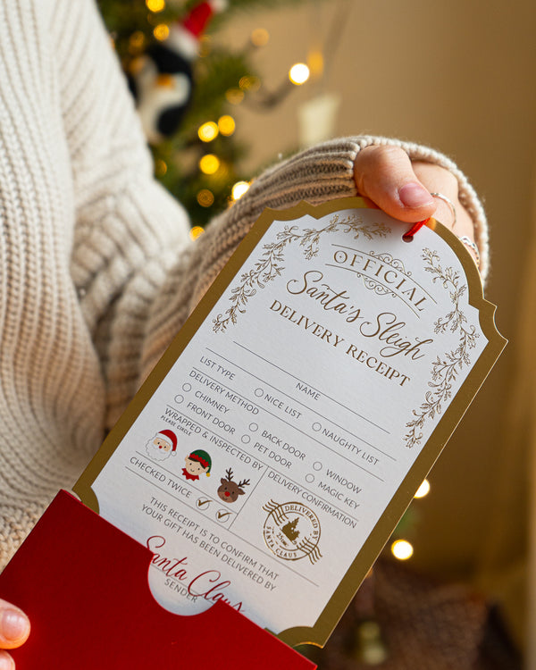 Santa's Sleigh Delivery Receipt, Christmas Gift Tag