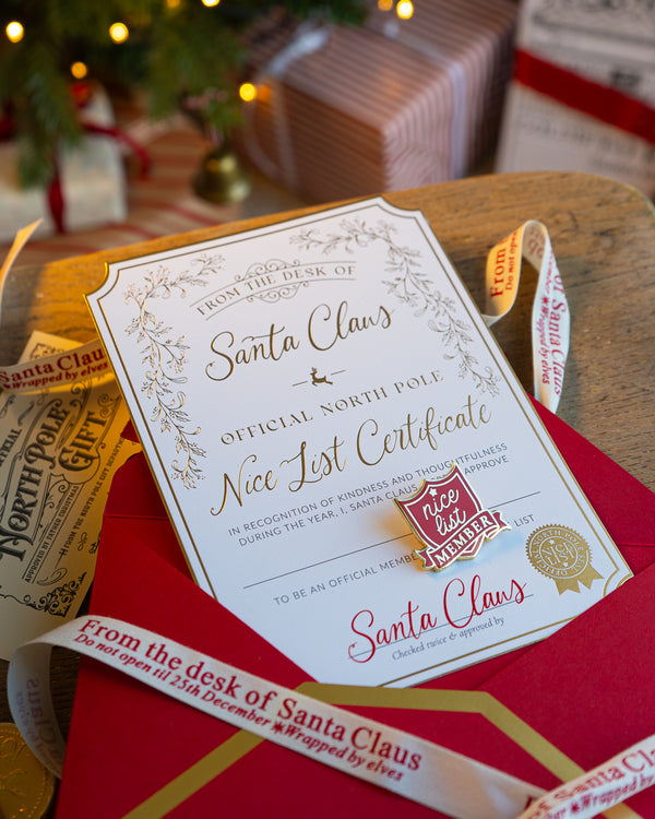 Santa's Nice List Certificate - Gold White