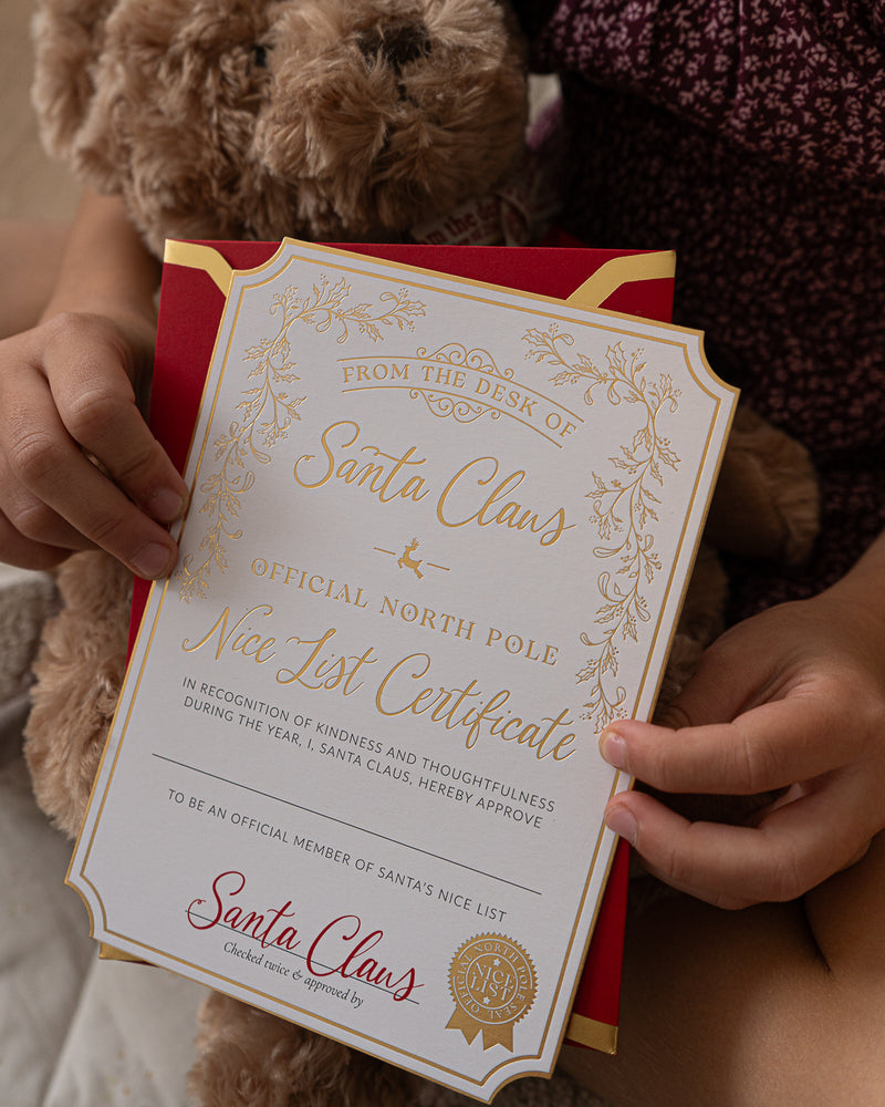 Santa's Nice List Certificate - Gold White