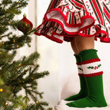 Classic Christmas Mistletoe Knee High Lace Socks