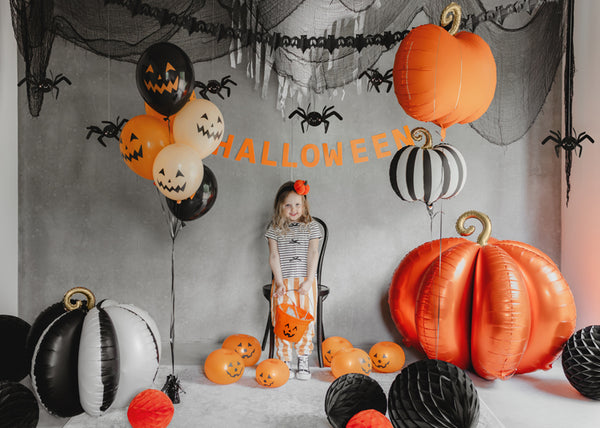 Foil Balloon Striped Pumpkin