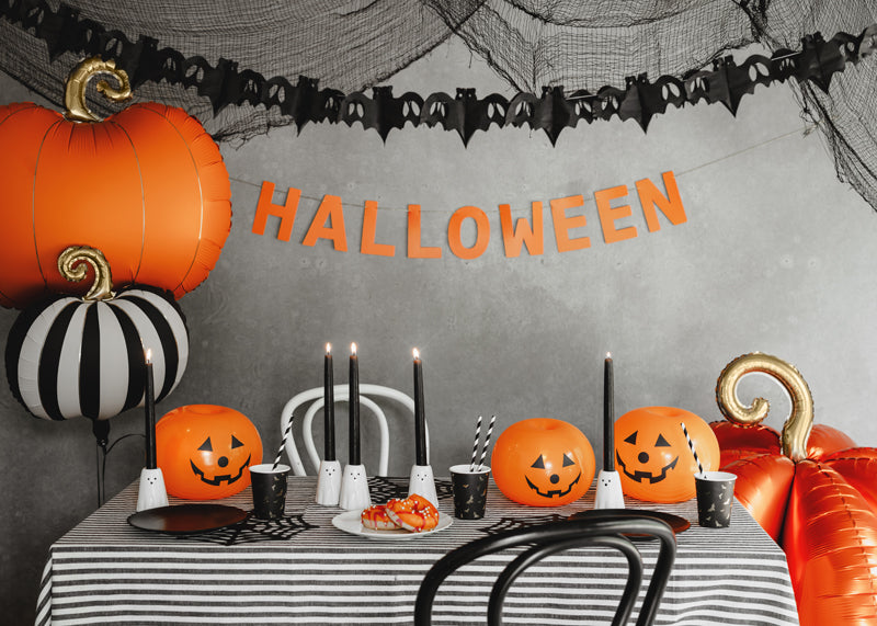 Foil Balloon Striped Pumpkin