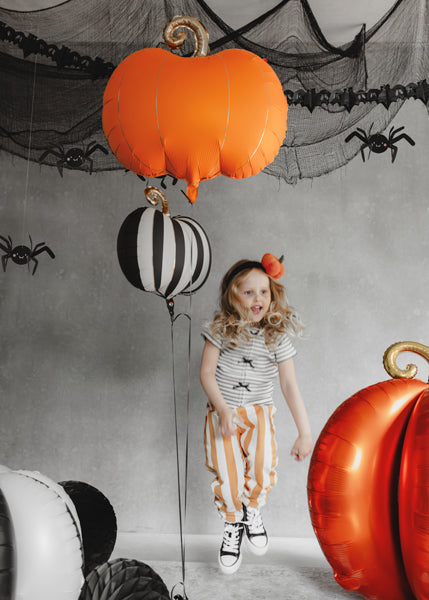 Foil Balloon Pumpkin Gold Stripe