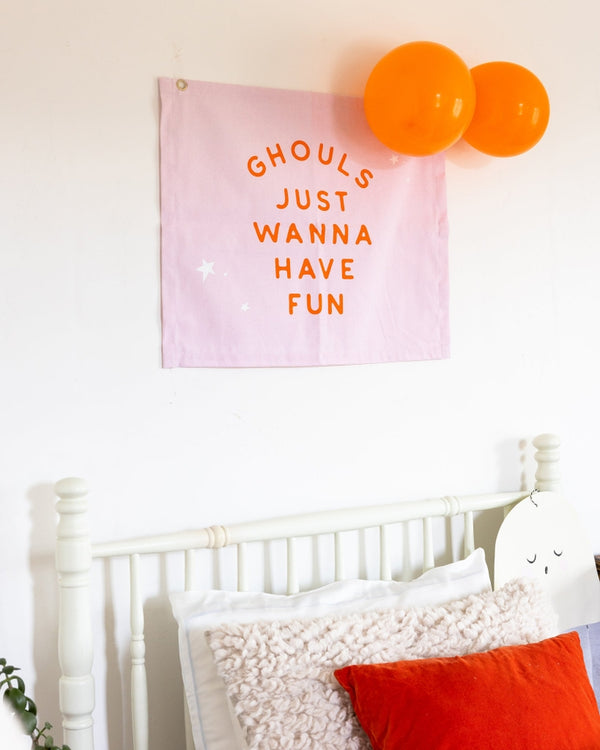Ghoul Gang 'Ghouls Just Wanna Have Fun' Pink Canvas Banner