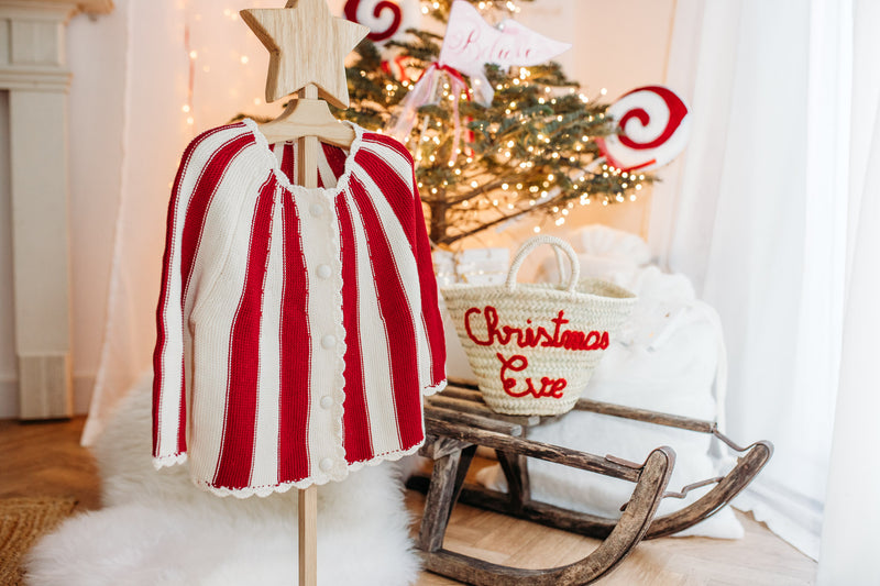 Red Candy Cane Knit Cardigan