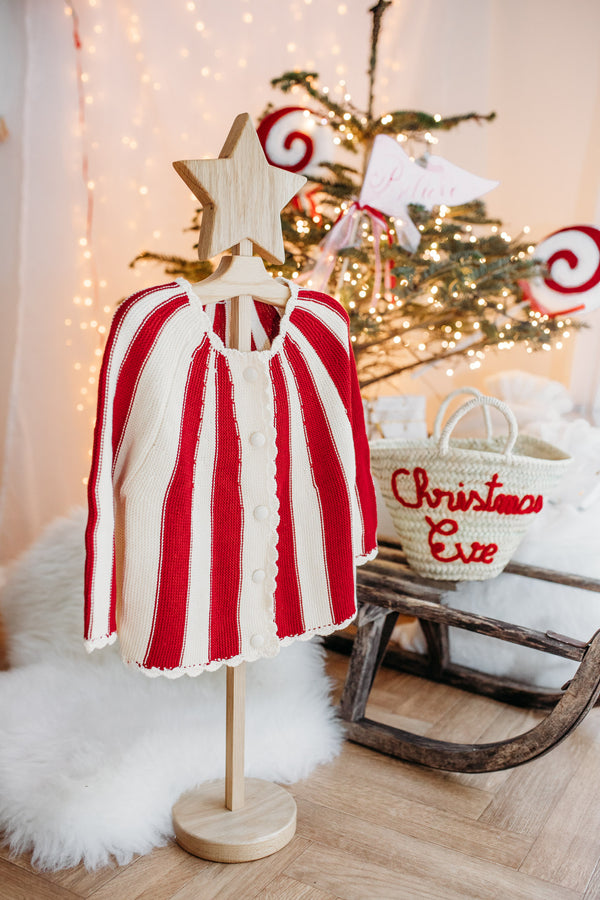 Red Candy Cane Knit Cardigan