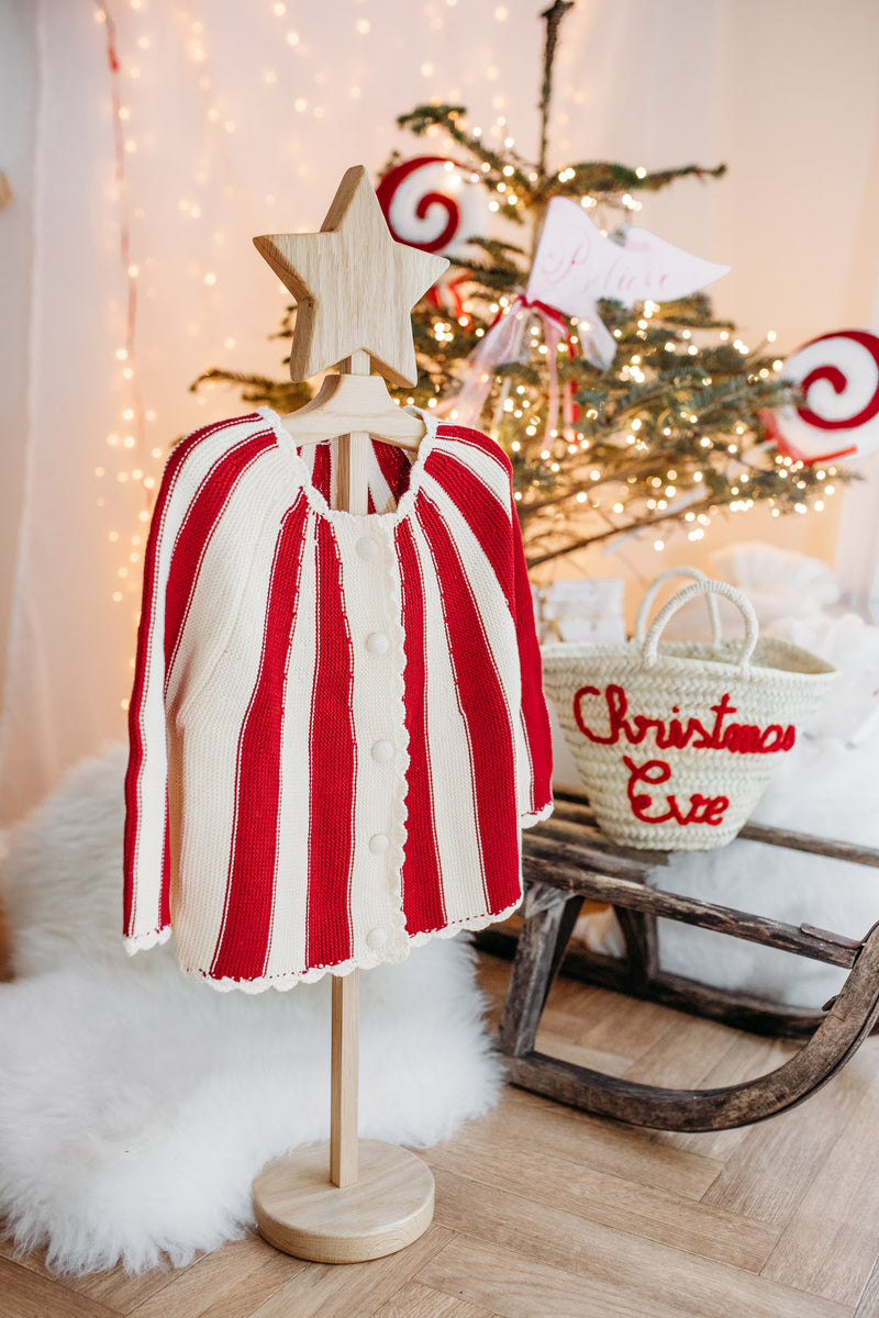 Red Candy Cane Knit Cardigan