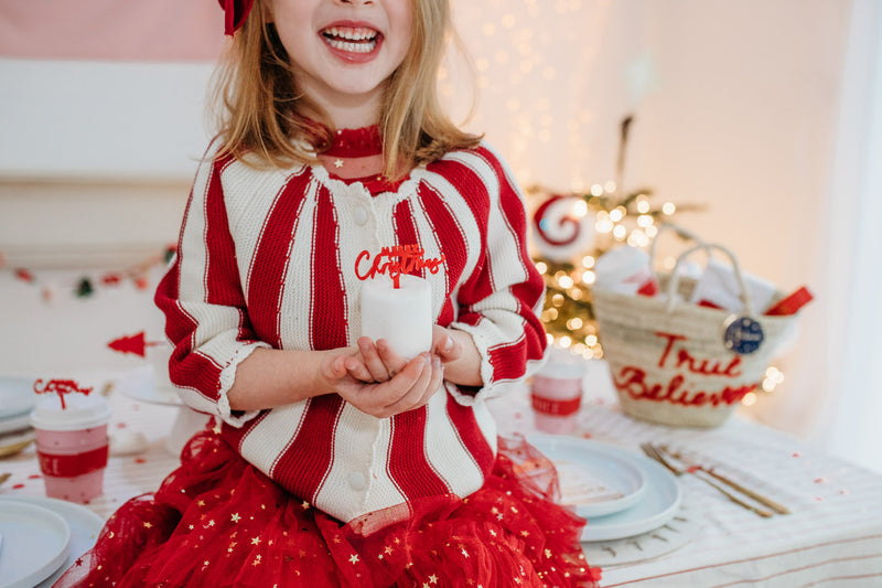 Red Candy Cane Knit Cardigan