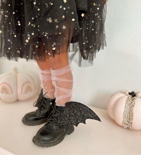 Glitter Bat Wing Shoe Accessories