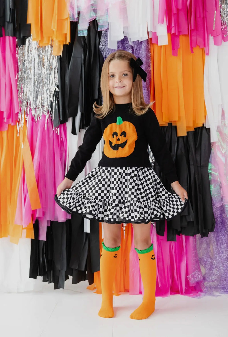 Jack O Lantern Green Lace Top Knee High Socks