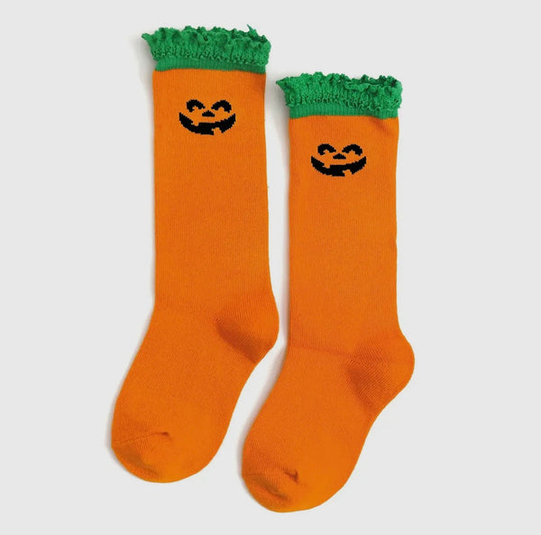 Jack O Lantern Green Lace Top Knee High Socks