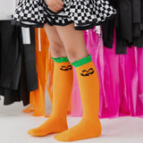 Jack O Lantern Green Lace Top Knee High Socks
