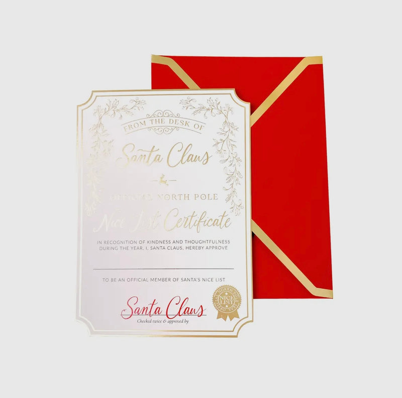 Santa's Nice List Certificate - Gold White