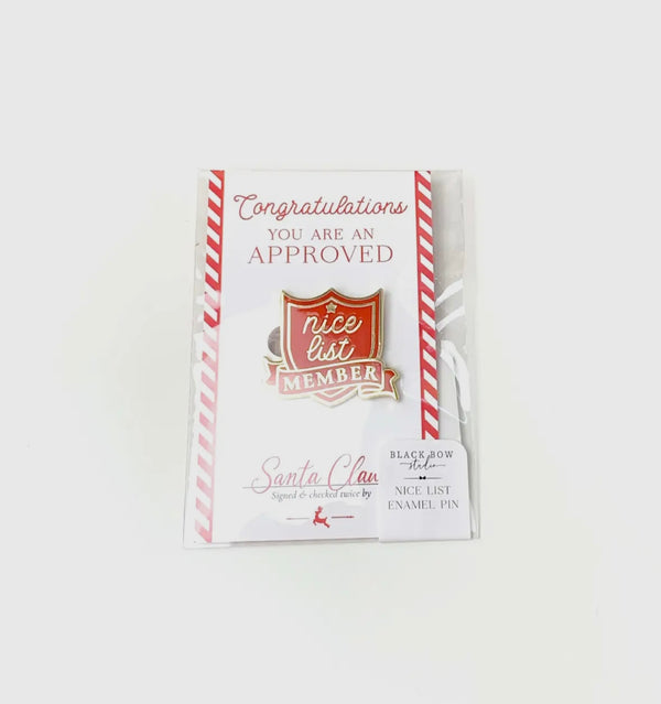 Nice List Member Christmas Enamel Pin Badge Red