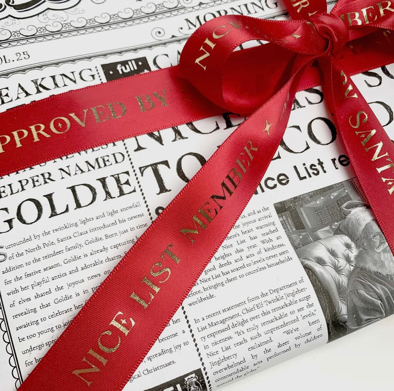 Nice List Member Christmas Red Ribbon 3M