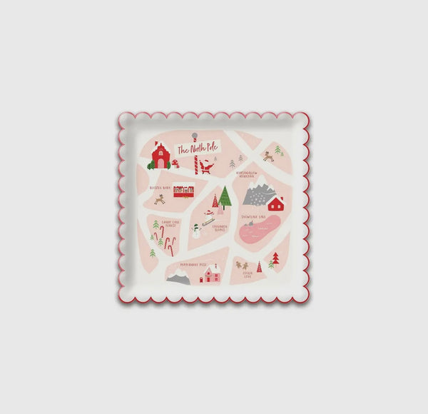 Believe North Pole Map Paper Plates