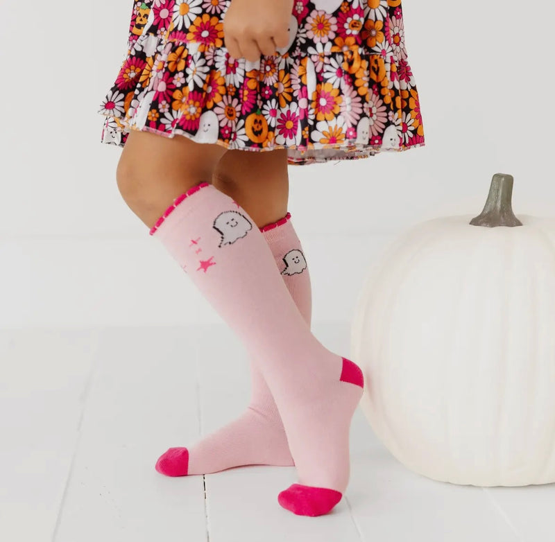 Pink Ghost Knee High Socks