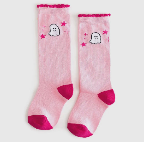 Pink Ghost Knee High Socks