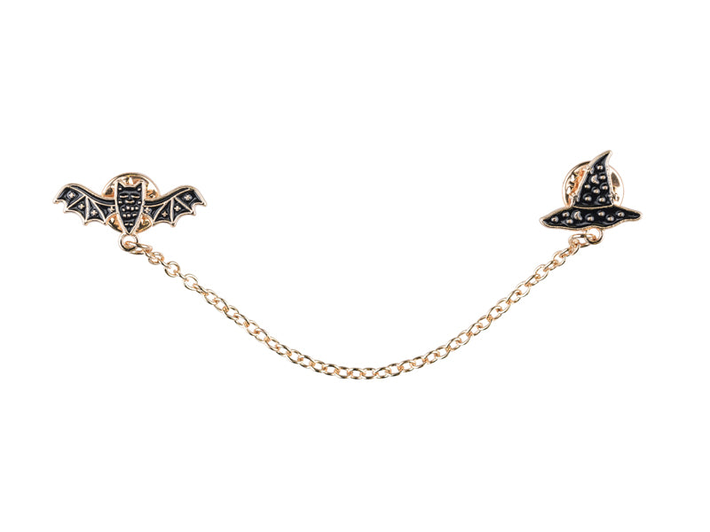 Collar Pin Bat & Witches Hat