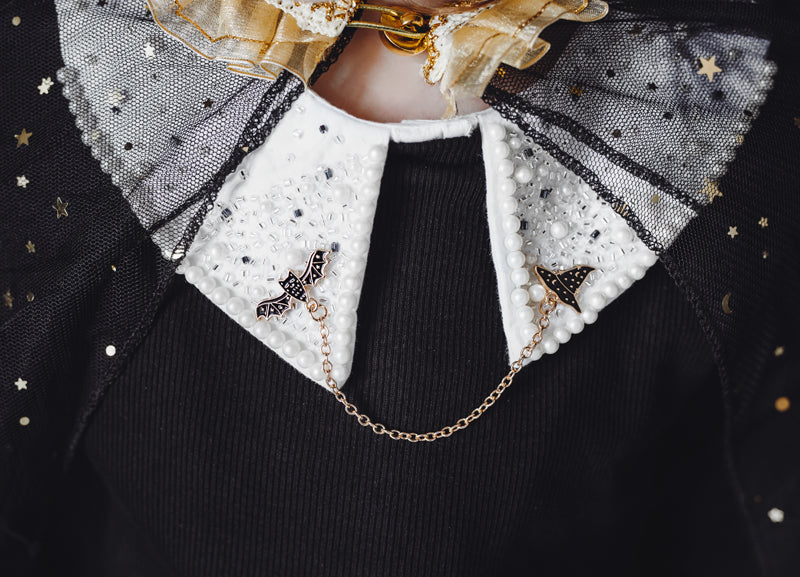 Collar Pin Bat & Witches Hat