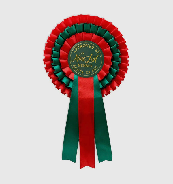 Nice List Member Christmas Rosette Red/Green
