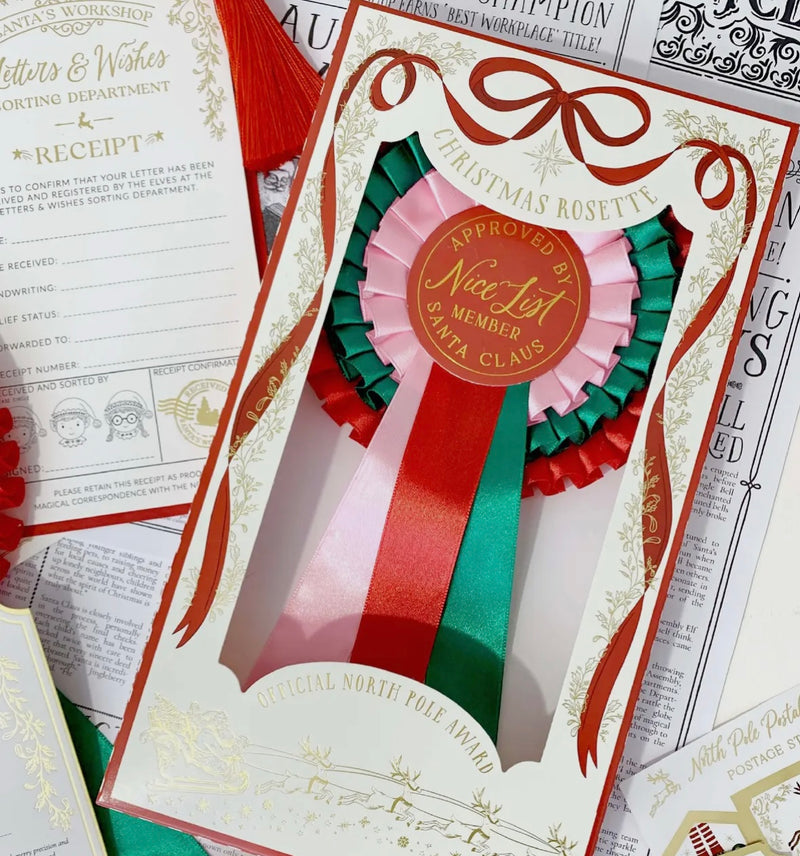 Nice List Member Christmas Rosette Pink/Red