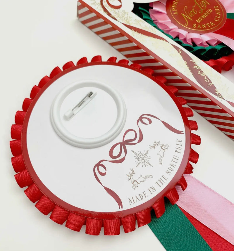 Nice List Member Christmas Rosette Pink/Red