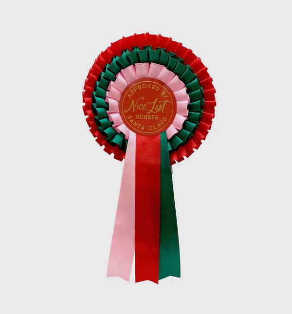 Nice List Member Christmas Rosette Pink/Red