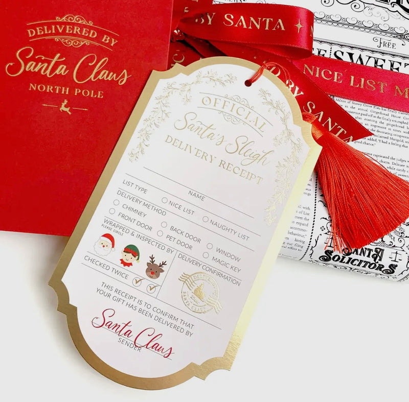 Santa's Sleigh Delivery Receipt, Christmas Gift Tag