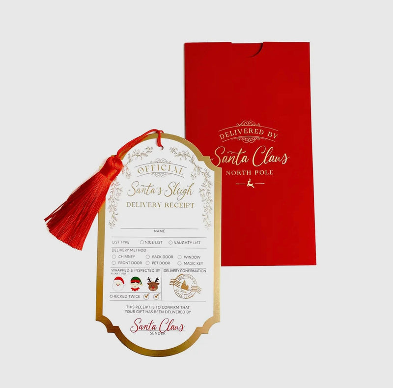 Santa's Sleigh Delivery Receipt, Christmas Gift Tag