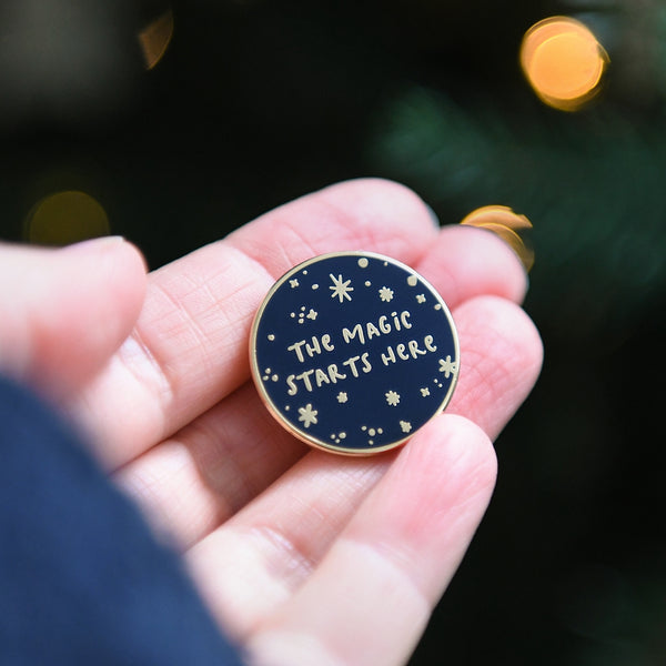 Navy The Magic Starts Here Enamel Pin Badge