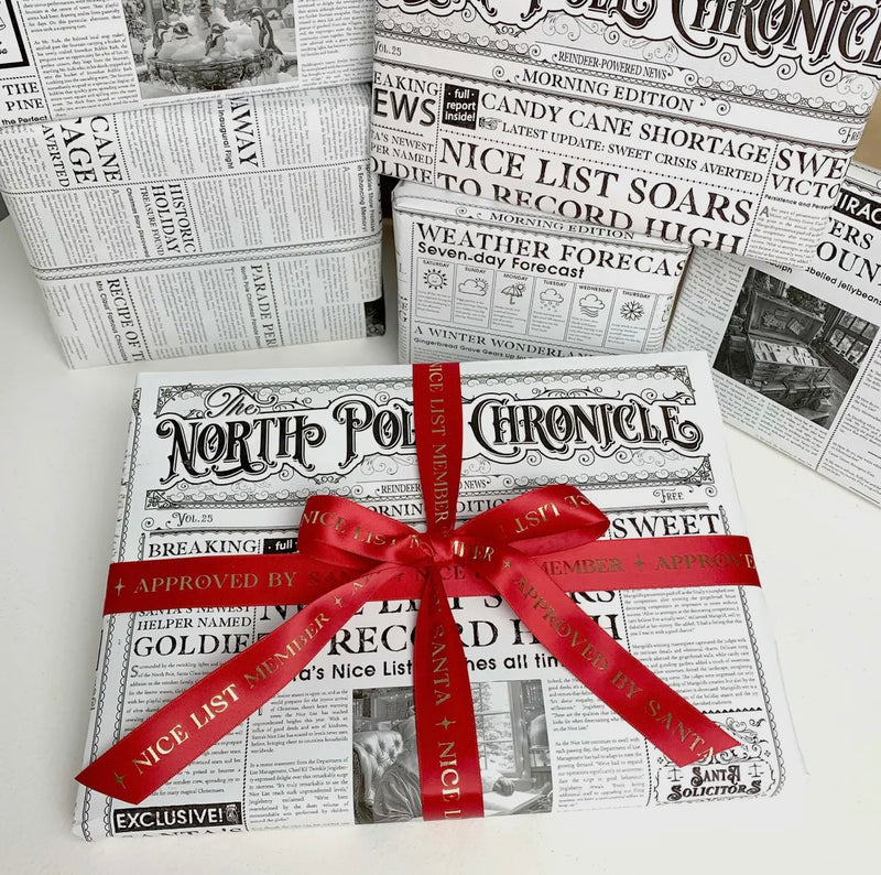 Christmas Newspaper Wrapping Paper - 3 Sheets