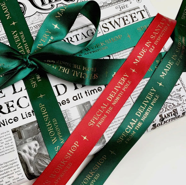 Made In Santa's Workshop Christmas Red Ribbon 3M