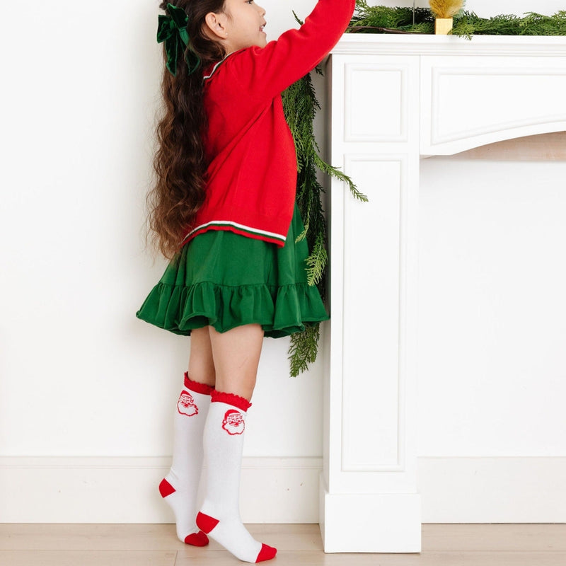 Merry & Bright Santa Knee High Socks