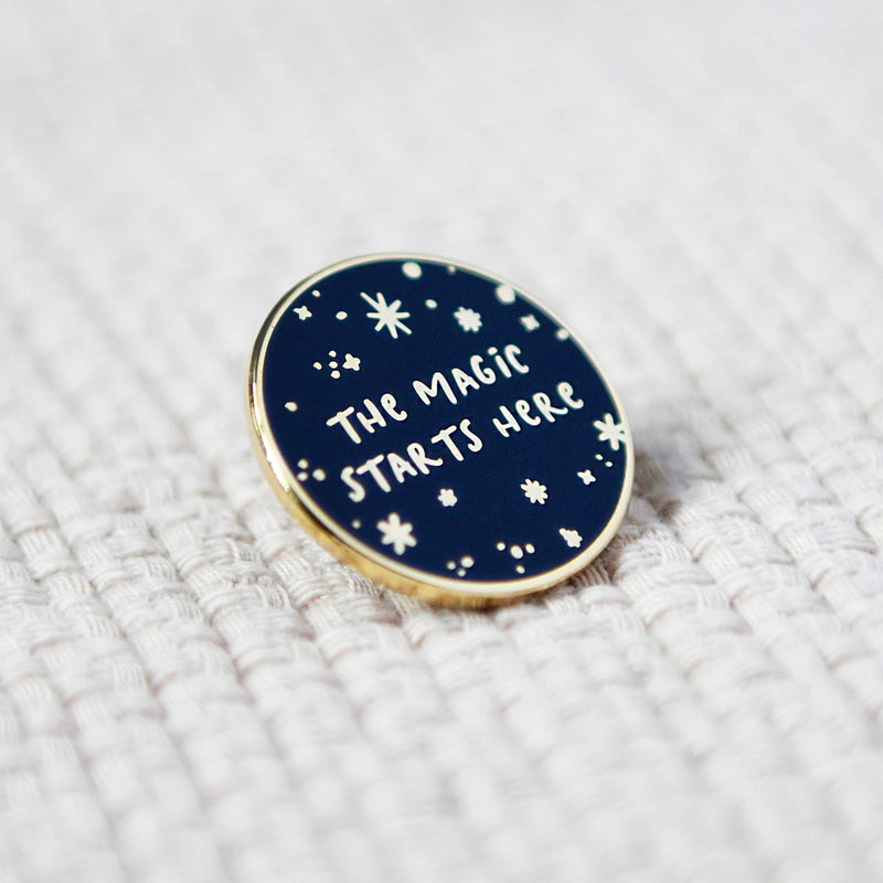 Navy The Magic Starts Here Enamel Pin Badge