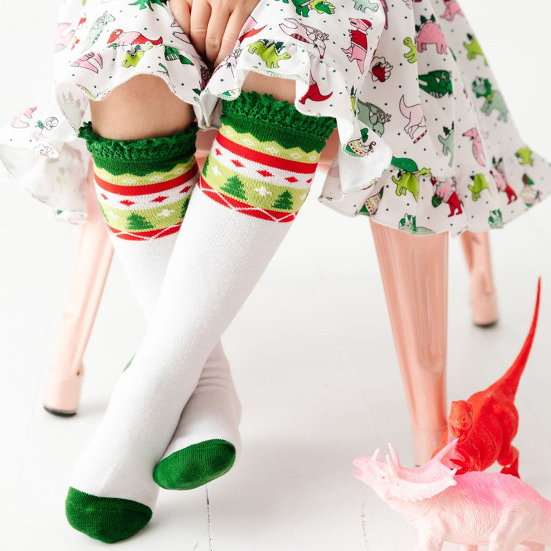 Merry & Bright Christmas Tree Knee High Socks