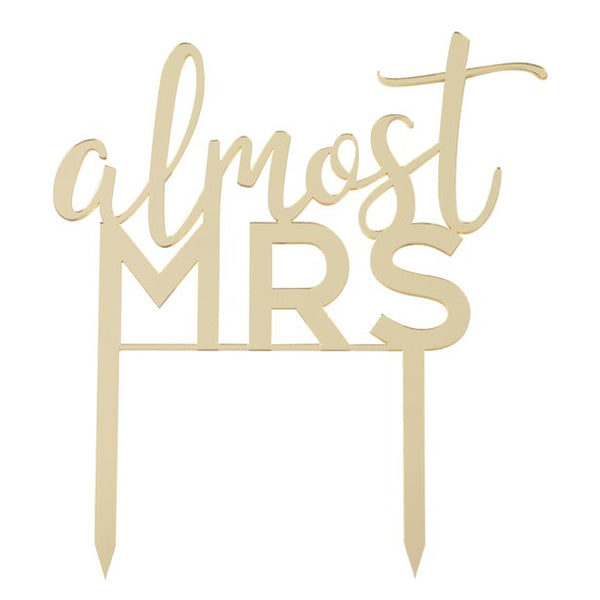 Botanical Hen Party Almost Mrs Gold Cake Topper