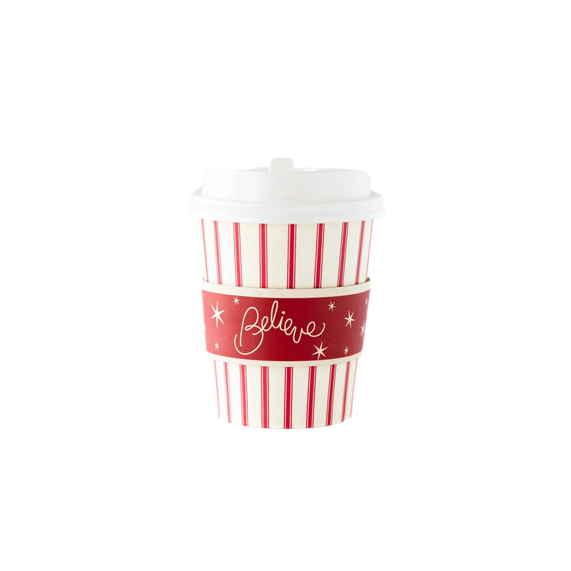 Believe Red Stripe Cozy Cups