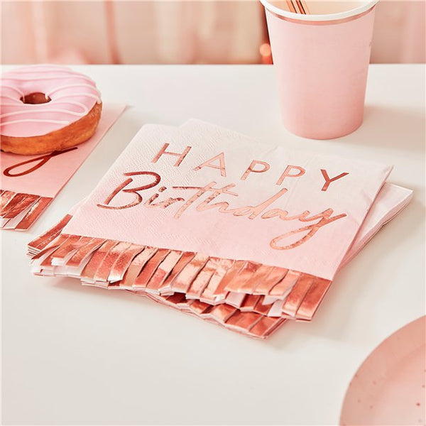 Rose Gold Fringe Napkins