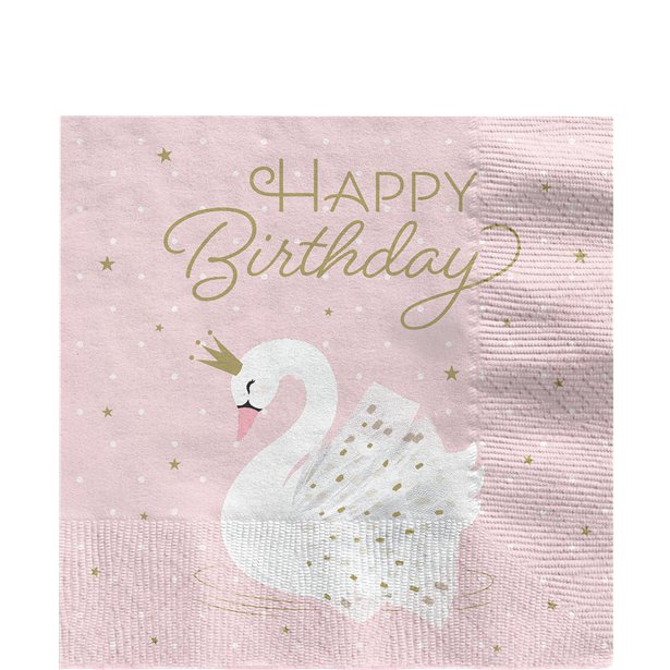 Lovely Swan 'Happy Birthday' Napkins