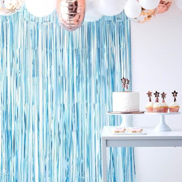 Matt Blue Fringe Curtain Backdrop