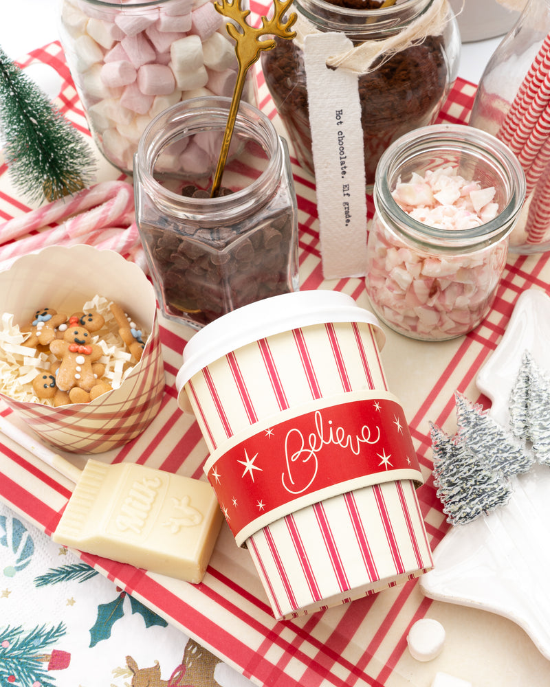 Believe Red Stripe Cozy Cups
